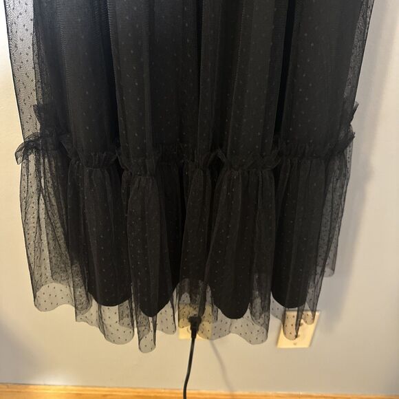 LULU'S SZ S Black For Love Mesh Tulle Tiered Ruffled Maxi Dress NEW Witchy Goth - Picture 7 of 16